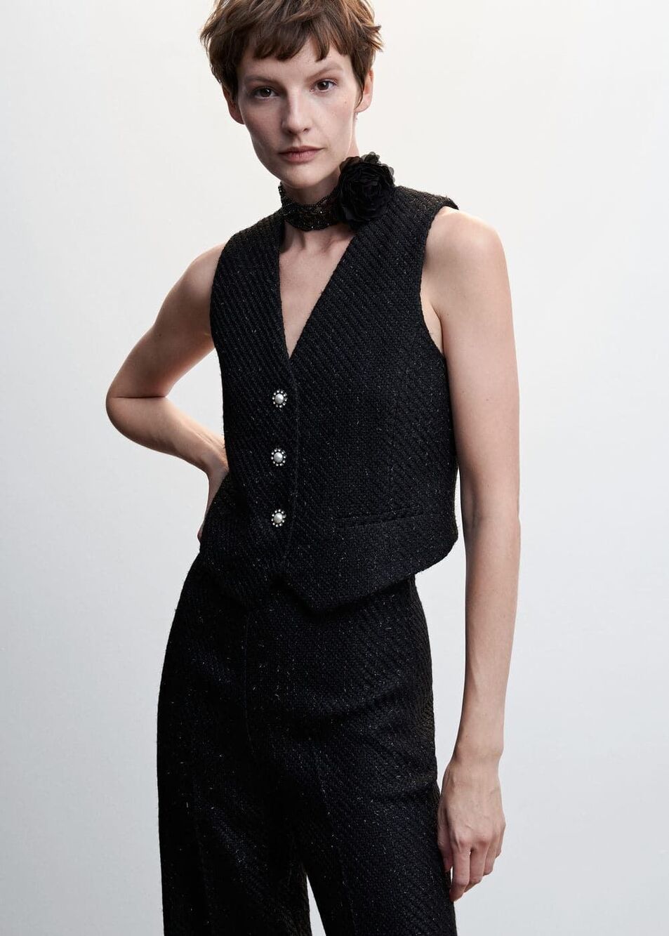 Jason Wu Vest in Black Sparkle Large